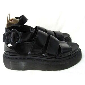 Dr Martens Black Patton Vegan Clarissa Flower Platform Sandals Size 5 EUC